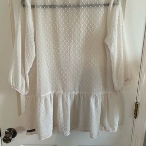 Matilda Jane cream Swiss dot flowy top- adult medium